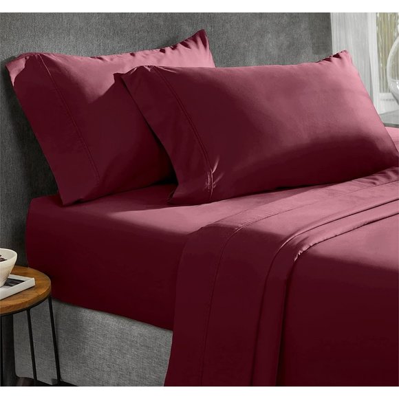 100% Cotton Sheets 4 Pc, Luxury Sheets & Pillowcases, Breathable Bedding - Picture 2 of 4